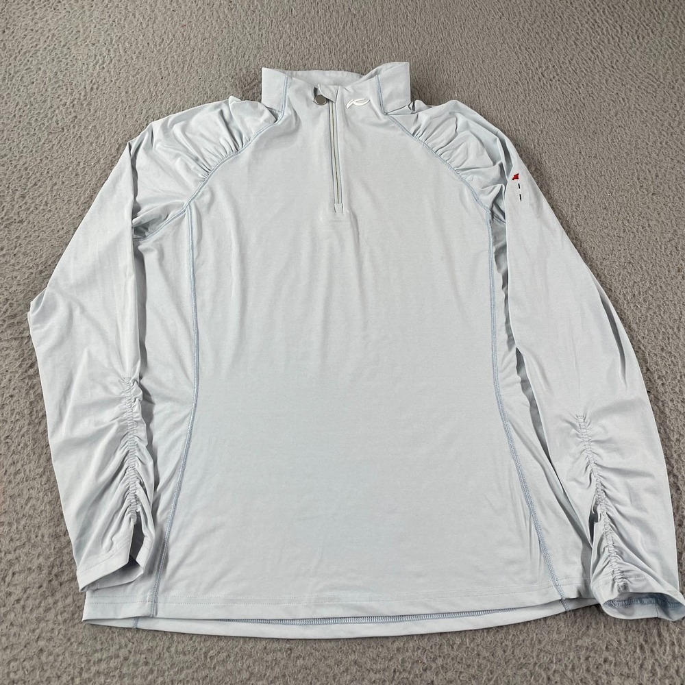 Kjus Women's Nora Cooling 1/4 Zip Golf Polo‎ Shirt Size M 38 Light Blue LS